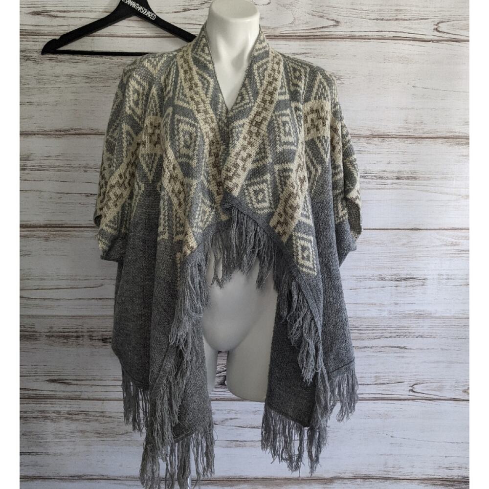 Blu Pepper Fringe Shawl Cardigan sz Small